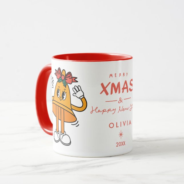 Tasse cloche de Noël mignonne | Vacances personnal (Devant gauche)