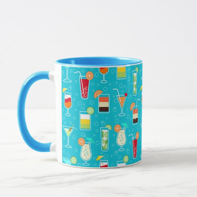 Tasse Cocktail Motif sur Arrière - plan Turquoise (Gauche)