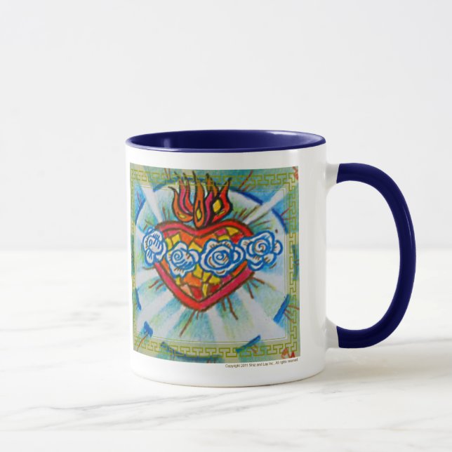 Tasse Coeur impeccable sacré de Mary : Priez pour nous (Droite)