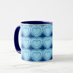 Tasse Coeurs Abstraits modernes - Ciel bleu et Cobalt