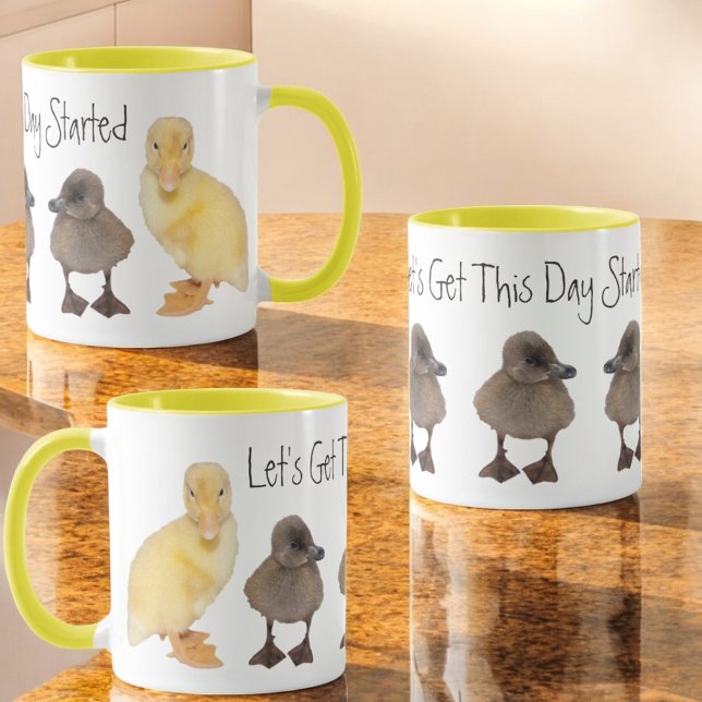 Tasse Colliers jaunes et gris adorables Photographie (three views around the duck photo ceramic two tone mug)