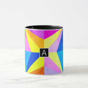 Tasse Coloré Moderne Multi-Coloré Géométrique   Monogram