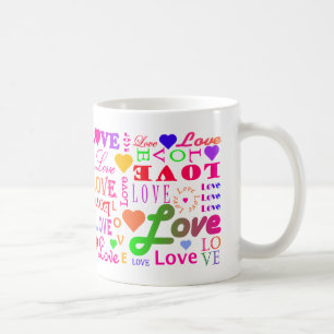 Tasse colorée d'amour d'amour d'amour d'amour