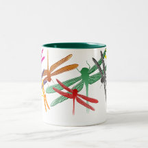 Tasse colorée de libellule de glissement