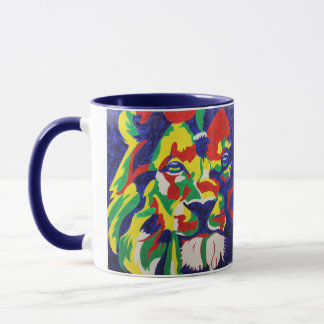 Tasse colorée de lion d'art de bruit