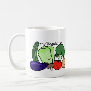 Tasse colorée mignonne végétarienne heureuse de