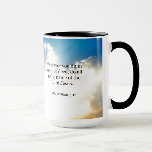 Tasse Colossien 3:17, Écriture biblique chrétienne (Droite)