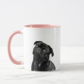 Tasse combinée de rose mignon noir de carlin