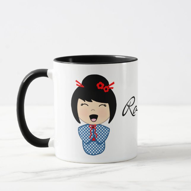 Tasse Combo 11 oz Poupée Kokeshi Noire (Gauche)