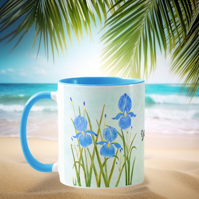 Tasse Combo Iris Bleus avec Texte (Créateur téléchargé)