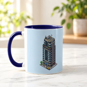 Tasse Combo Pixel Hotel Tower Bleu Nuit