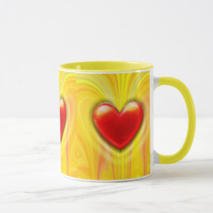Tasse Conception rouge de coeur de café de jaune en
