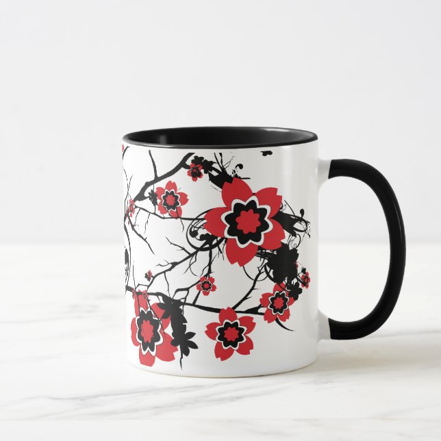 Tasse Conception rouge de Sakura de fleurs de cerisier (Droite)