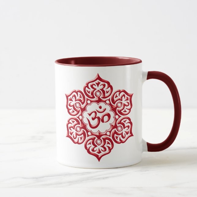 Tasse Conception rouge florale d'Aum (Droite)