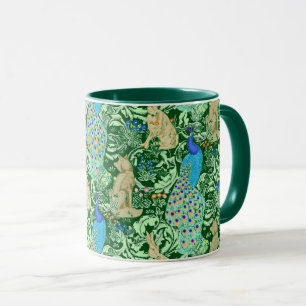 Tasse Copie de paon de Nouveau d'art, bleu de cobalt et