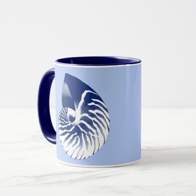 Tasse Coquille de Nautilus - marine, blanc & bleu clair (Devant gauche)