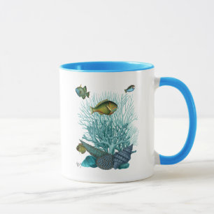 Tasse Coquilles et coraux bleus de poissons