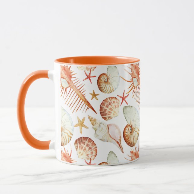 Tasse Corail Avec Coquillages Et Crabes Motif (Gauche)