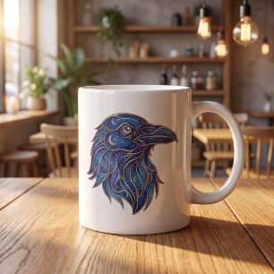 Tasse Corbeau Céleste Ligne Dorée Lune & Étoiles
