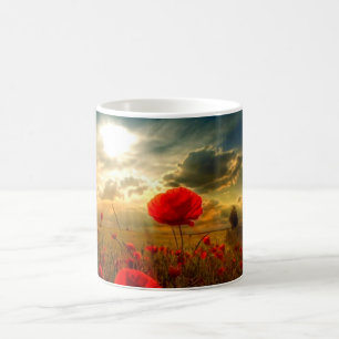Tasse coucher de soleil coquelicots