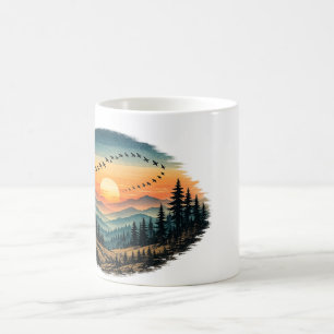 Tasse Coucher de soleil Forêt Rétro   Coucher de s