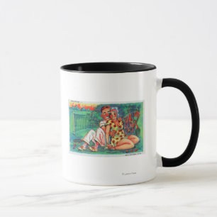 Tasse Couple de dessin avec vélo de tennis