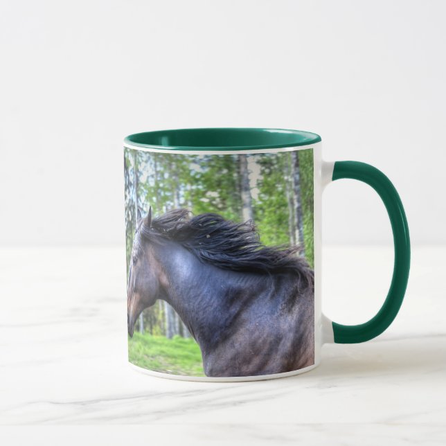 Tasse Courir Black Thoroughbred Percheron Horse Photo (Droite)