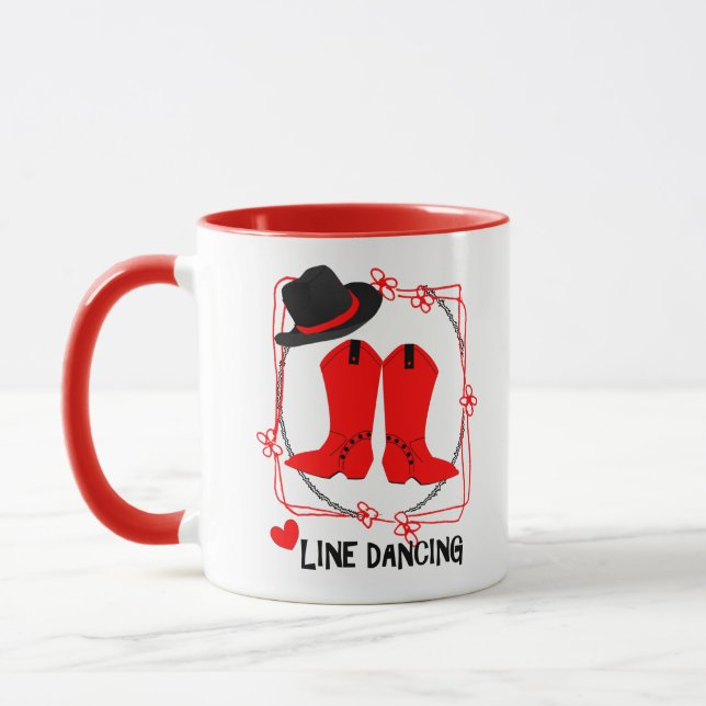 Tasse Cowgirl Boots mignon ligne danse thème graphique (Gauche)