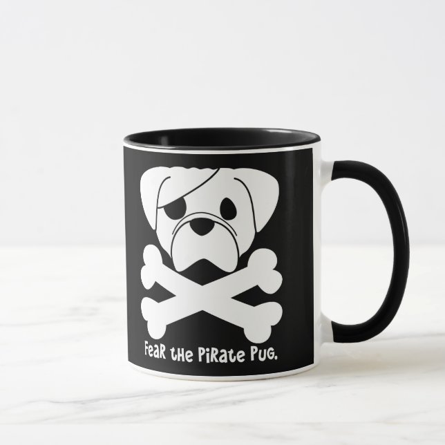 Tasse Craignez le carlin de pirate (Droite)