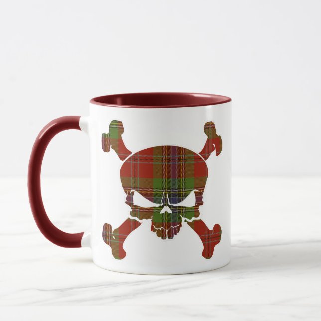 Tasse Crâne MacLean Tartan Pas de bannière (Gauche)