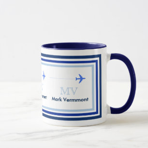 Tasse créer un monogramme bleu pour les pilotes d'avion