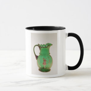 Tasse Cruche verte de Mary Gregory avec l'émail mis le