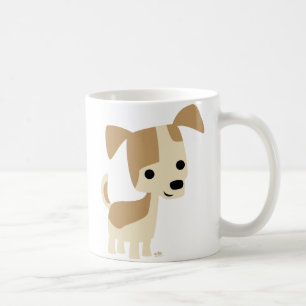 Tasse curieuse de bande dessinée de petit chien