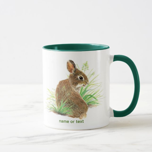 Tasse Customisez ce Curious Rabbit, Aquarelle Animal (Droite)