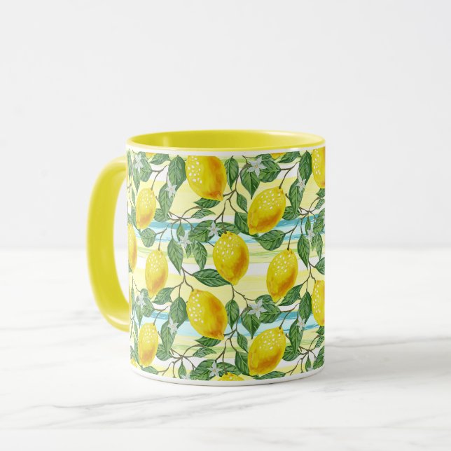 Tasse Cute Hip Tropical Summer Lemon Fruit Motif (Devant gauche)