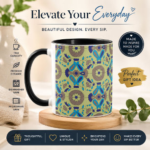 Tasse d'accent à motif floral bleu rétro