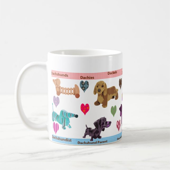 Tasse d'Allsorts de teckel de la tasse de café de (Gauche)
