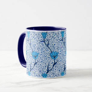 Tasse Damassé de tulipe de Nouveau d'art, bleu de cobalt