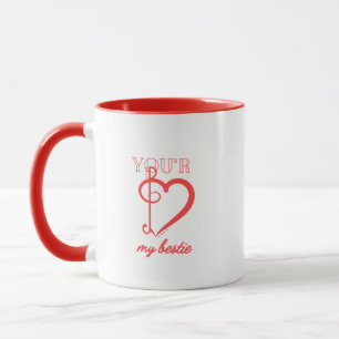 Tasse d'amitié rouge et blanc « Tu es ma meilleure