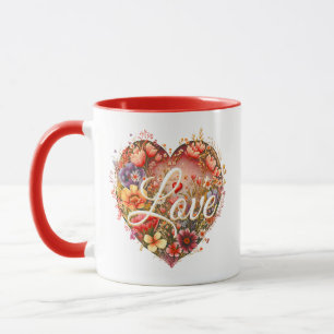 Tasse d'amour de cœur floral