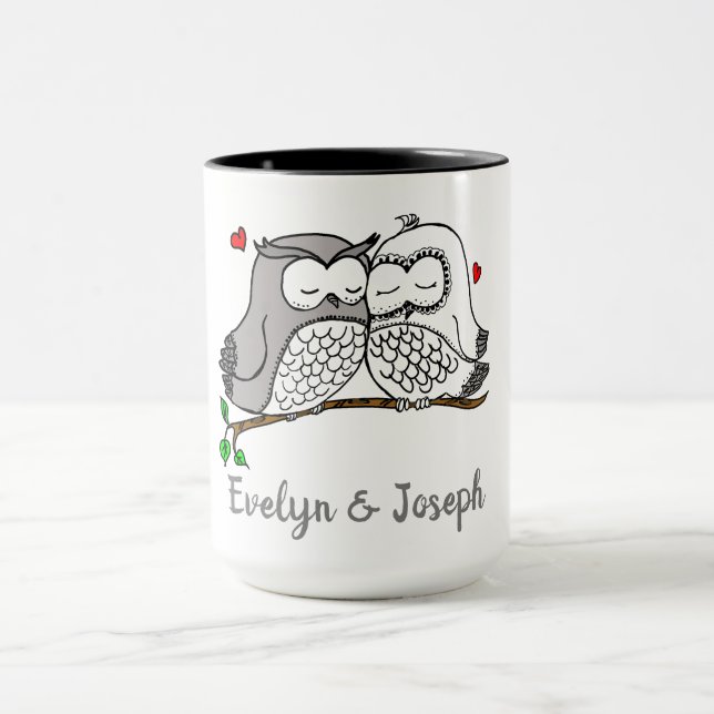 Tasse d'amour de hiboux personnalisés (Centre)