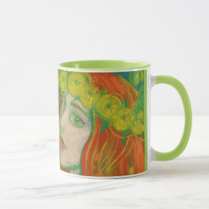 Tasse "Dandelions couronnes" peinture été roux fille