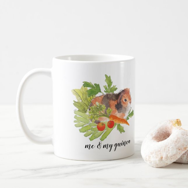 Tasse d'animal familier d'aquarelle de salade de (Avec donut)