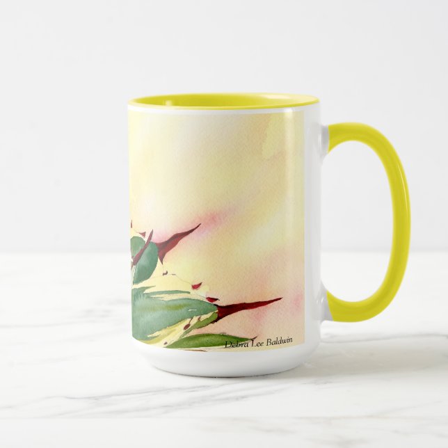 Tasse d'aquarelle d'agave, jaune, par Debra Lee (Droite)