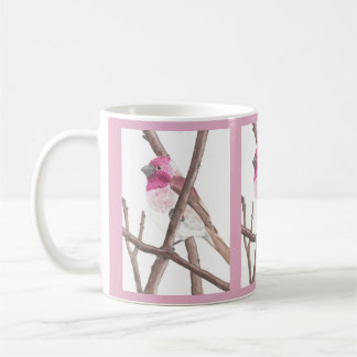 Tasse d'aquarelle de pinson pourpre