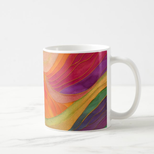 Tasse d'art Abstraite aux couleurs orange, verte,  (Droite)