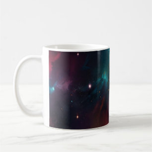 Tasse d'art cosmique nébuleuse sarcelle et orange