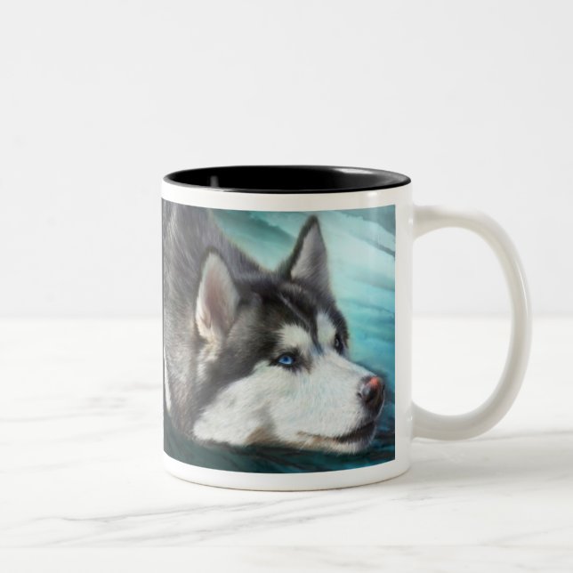 Tasse d'art de chien de traîneau sibérien (Droit)