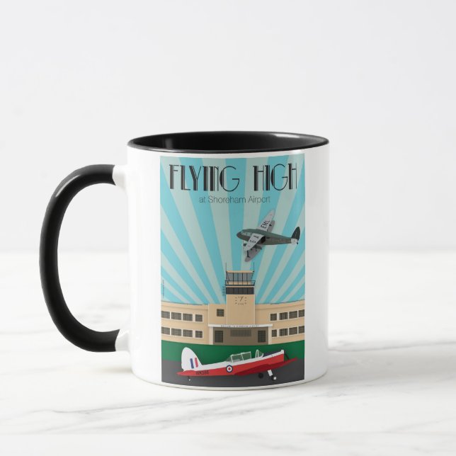 Tasse d'art déco avec l'aéroport et la tamia de (Gauche)