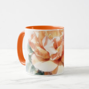 Tasse d'art floral Rose Orange Pêche Fleur